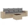 Juego de sofás jardín con cojines 5 pzas ratán sintético beige de , Sofás modulares de exterior - Ref: Foro24-3222288, Precio...