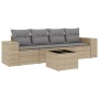 Juego de sofás jardín con cojines 5 pzas ratán sintético beige de , Sofás modulares de exterior - Ref: Foro24-3222288, Precio...