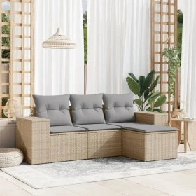 Juego de sofás jardín con cojines 4 pzas ratán sintético beige by , Modular outdoor sofas - Ref: Foro24-3222468, Price: 267,3...