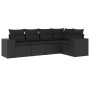 Set de muebles de jardín 5 pzas y cojines ratán sintético negro de , Sofás modulares de exterior - Ref: Foro24-3222524, Preci...