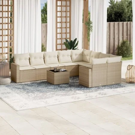 Juego de sofás jardín con cojines beige 10 pzas ratán sintético by , Modular outdoor sofas - Ref: Foro24-3251785, Price: 687,...