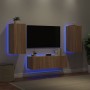 Muebles de TV de pared con luces LED 3 piezas roble Sonoma en Muebles TV | Comprar online en Foru.es