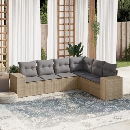 Juego de sofás jardín con cojines 6 pzas ratán sintético beige de , Conjuntos de jardín - Ref: Foro24-3222608, Precio: 403,34...