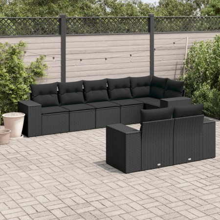Set de sofás de jardín 8 piezas y cojines ratán sintético negro de , Conjuntos de jardín - Ref: Foro24-3222814, Precio: 629,7...