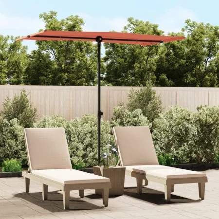 Sombrilla de jardín con palo de aluminio terracota 180x110 cm de vidaXL, Sombrillas - Ref: Foro24-47333, Precio: 41,61 €, Des...