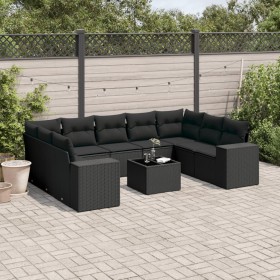 Set de sofás de jardín 10 pzas cojines ratán sintético negro de , Conjuntos de jardín - Ref: Foro24-3223004, Precio: 652,09 €...