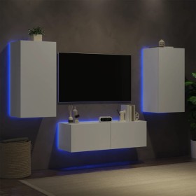 Muebles de TV de pared con luces LED 3 piezas blanco en Muebles TV | Comprar online en Foru.es