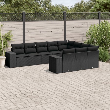 Set de sofás de jardín 10 pzas cojines ratán sintético negro de , Conjuntos de jardín - Ref: Foro24-3223084, Precio: 679,00 €...