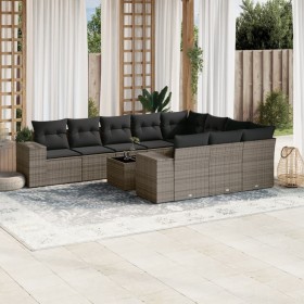 Set de sofás de jardín 11 pzas y cojines ratán sintético gris de , Conjuntos de jardín - Ref: Foro24-3223099, Precio: 657,04 ...
