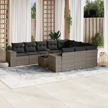 Set de sofás de jardín 11 pzas y cojines ratán sintético gris de , Conjuntos de jardín - Ref: Foro24-3223099, Precio: 657,04 ...