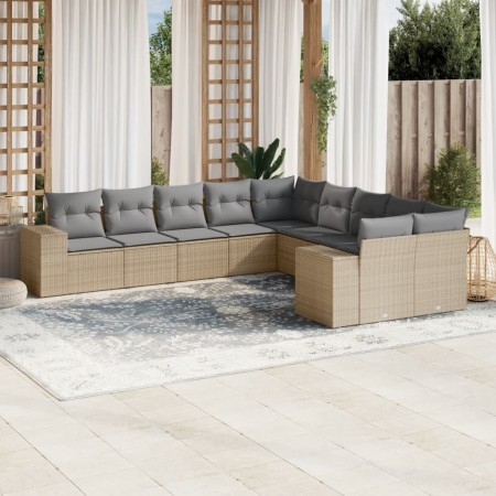 Juego de sofás jardín con cojines beige 10 pzas ratán sintético de , Conjuntos de jardín - Ref: Foro24-3223108, Precio: 643,3...