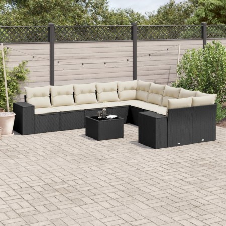 Set de sofás de jardín 11 pzas y cojines ratán sintético negro de , Conjuntos de jardín - Ref: Foro24-3223115, Precio: 606,97...