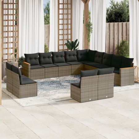 Set sofás de jardín con cojines 13 piezas ratán sintético gris de , Conjuntos de jardín - Ref: Foro24-3258889, Precio: 799,85...