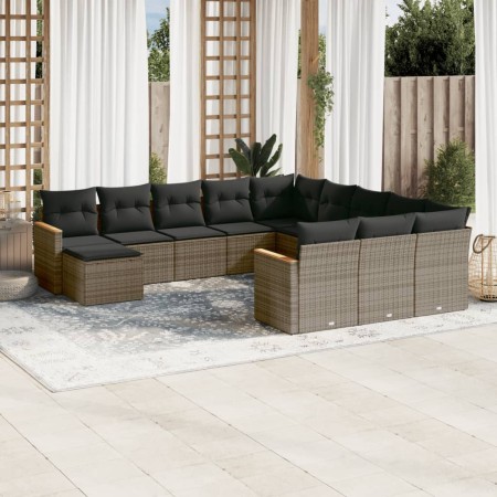 Set de sofás de jardín 12 pzas con cojines ratán sintético gris de , Conjuntos de jardín - Ref: Foro24-3258987, Precio: 746,0...