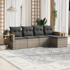 Juego de sofás jardín con cojines 5 pzas ratán sintético gris de , Conjuntos de jardín - Ref: Foro24-3259162, Precio: 325,36 ...