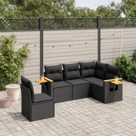 Set de muebles de jardín 5 pzas y cojines ratán sintético negro by , Garden sets - Ref: Foro24-3259213, Price: 375,35 €, Disc...