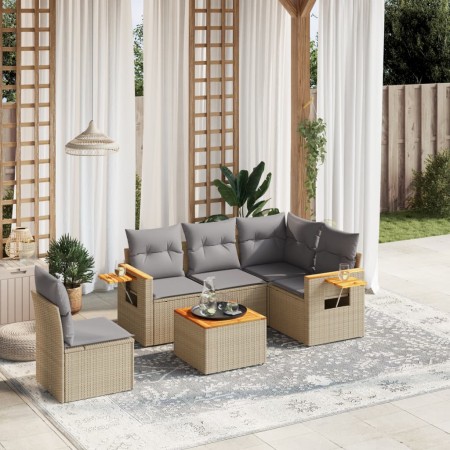Juego de sofás jardín con cojines 6 pzas ratán sintético beige de , Conjuntos de jardín - Ref: Foro24-3259224, Precio: 410,38...