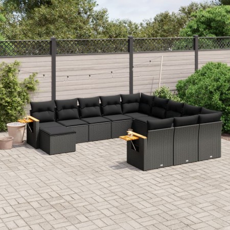 Set de sofás de jardín 11 pzas y cojines ratán sintético negro de , Conjuntos de jardín - Ref: Foro24-3259605, Precio: 707,34...