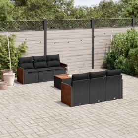 Set de comedor de jardín 7 pzas y cojines ratán sintético negro de , Conjuntos de jardín - Ref: Foro24-3259871, Precio: 445,8...