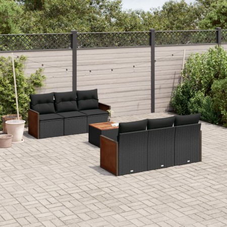 Set de comedor de jardín 7 pzas y cojines ratán sintético negro de , Conjuntos de jardín - Ref: Foro24-3259871, Precio: 445,8...