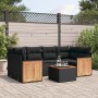Set de comedor de jardín 7 pzas y cojines ratán sintético negro de , Conjuntos de jardín - Ref: Foro24-3259878, Precio: 462,6...