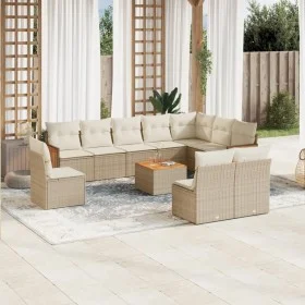 Set de sofás de jardín 11pzas con cojines ratán sintético beige de , Conjuntos de jardín - Ref: Foro24-3260161, Precio: 738,7...