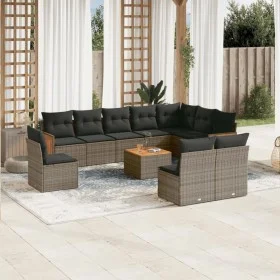 Set de sofás de jardín 11 pzas y cojines ratán sintético gris de , Conjuntos de jardín - Ref: Foro24-3260163, Precio: 653,61 ...