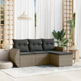 Set de sofás de jardín 4 pzas y cojines ratán sintético gris by , Garden sets - Ref: Foro24-3253607, Price: 273,96 €, Discoun...