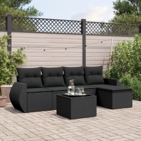 Set de sofás de jardín 6 piezas y cojines ratán sintético negro de , Conjuntos de jardín - Ref: Foro24-3253632, Precio: 387,8...