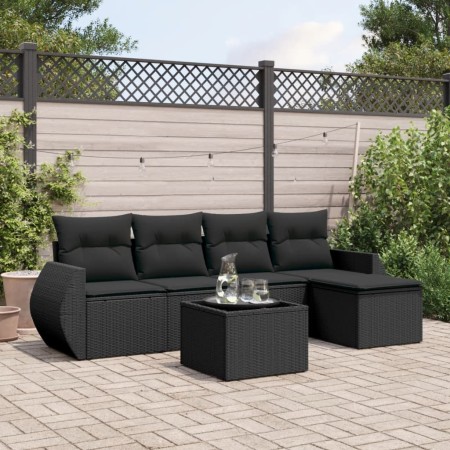 Set de sofás de jardín 6 piezas y cojines ratán sintético negro de , Conjuntos de jardín - Ref: Foro24-3253632, Precio: 387,8...