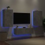 Muebles de TV de pared con luces LED 3 piezas gris hormigón en Muebles TV | Comprar online en Foru.es