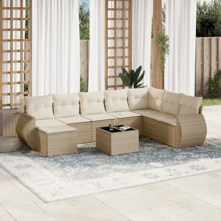 Set de sofás de jardín 9 pzas con cojines ratán sintético beige de , Conjuntos de jardín - Ref: Foro24-3254105, Precio: 617,4...