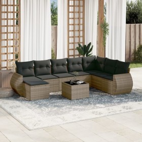 Set de muebles de jardín 9 pzas y cojines ratán sintético gris de , Conjuntos de jardín - Ref: Foro24-3254107, Precio: 575,09...