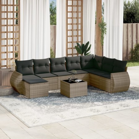 Set de muebles de jardín 9 pzas y cojines ratán sintético gris de , Conjuntos de jardín - Ref: Foro24-3254107, Precio: 575,09...