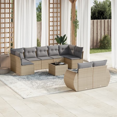 Juego de sofás jardín con cojines beige 10 pzas ratán sintético de , Conjuntos de jardín - Ref: Foro24-3254166, Precio: 679,6...