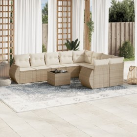 Juego de sofás jardín con cojines beige 10 pzas ratán sintético de , Conjuntos de jardín - Ref: Foro24-3254185, Precio: 735,9...