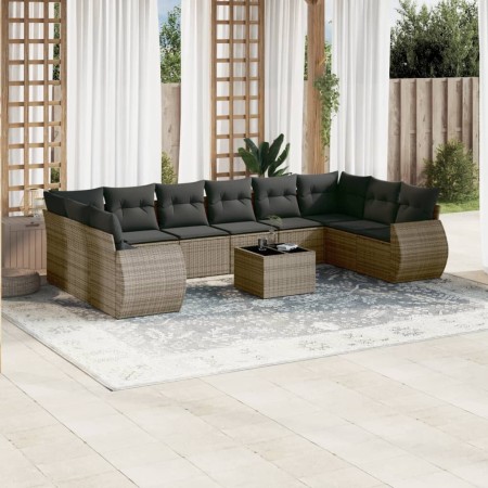 Set de sofás de jardín 11 pzas y cojines ratán sintético gris de , Conjuntos de jardín - Ref: Foro24-3254217, Precio: 699,85 ...