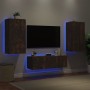 Muebles de TV de pared con luces LED 3 piezas roble ahumado en Muebles TV | Comprar online en Foru.es