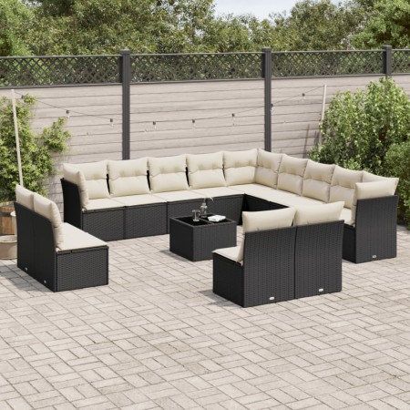 Set sofás de jardín 14 pzas con cojines ratán sintético negro de , Conjuntos de jardín - Ref: Foro24-3218496, Precio: 764,65 ...
