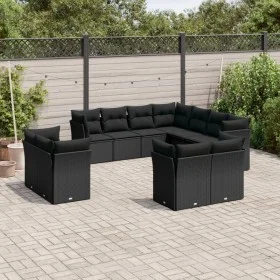 Set de sofás de jardín 11 pzas y cojines ratán sintético negro by , Garden sets - Ref: Foro24-3218505, Price: 749,90 €, Disco...