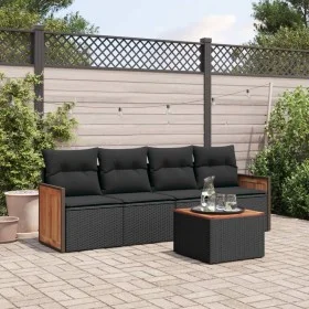 Set de muebles de jardín 5 pzas y cojines ratán sintético negro de , Conjuntos de jardín - Ref: Foro24-3227455, Precio: 297,8...