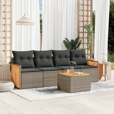 Juego de sofás jardín con cojines 5 pzas ratán sintético gris de , Conjuntos de jardín - Ref: Foro24-3227460, Precio: 287,76 ...