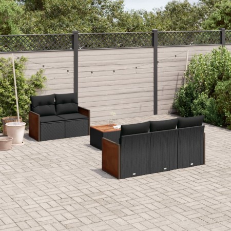 Set de sofás de jardín 6 piezas y cojines ratán sintético negro de , Conjuntos de jardín - Ref: Foro24-3227462, Precio: 381,3...