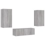 Muebles de TV de pared con luces LED 3 piezas gris Sonoma en Muebles TV | Comprar online en Foru.es