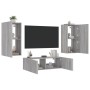 Muebles de TV de pared con luces LED 3 piezas gris Sonoma en Muebles TV | Comprar online en Foru.es