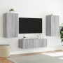 Muebles de TV de pared con luces LED 3 piezas gris Sonoma en Muebles TV | Comprar online en Foru.es