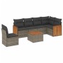 Set de sofás de jardín 7 piezas con cojines ratán PE gris de , Conjuntos de jardín - Ref: Foro24-3227705, Precio: 410,20 €, D...