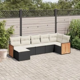 Set de comedor de jardín 7 pzas y cojines ratán sintético negro de , Conjuntos de jardín - Ref: Foro24-3227869, Precio: 413,3...