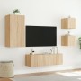 Muebles de TV de pared con luces LED 4 piezas roble Sonoma en Muebles TV | Comprar online en Foru.es