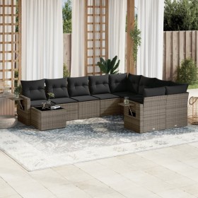 Set de sofás de jardín 10 pzas con cojines ratán sintético gris de , Conjuntos de jardín - Ref: Foro24-3220659, Precio: 590,8...